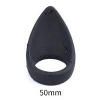 TEARDROP BLACK SILICONE COCK RING - 50mm